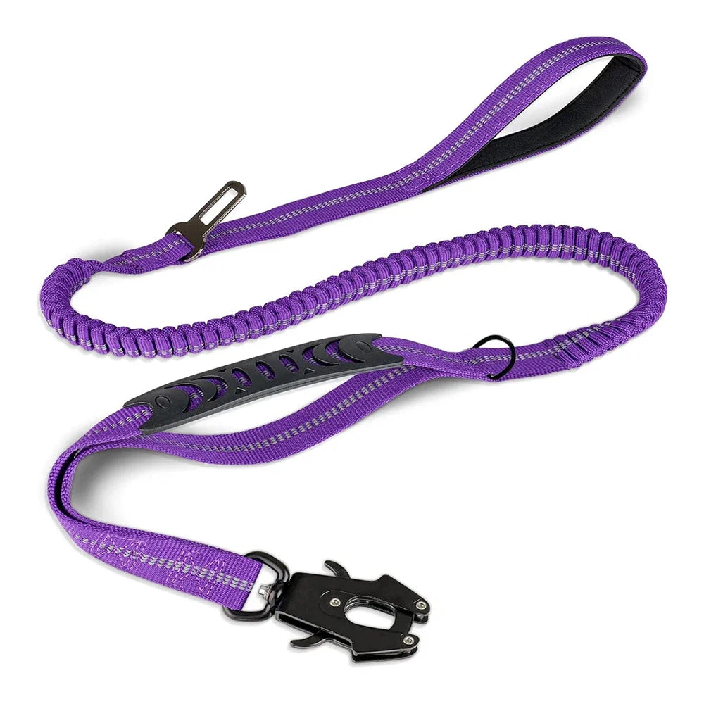 No-Pull Dog Leash Reflective with Car Seatbelt Attachment