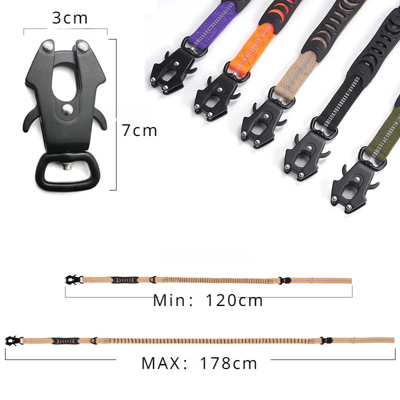 No-Pull Dog Leash Reflective with Car Seatbelt Attachment