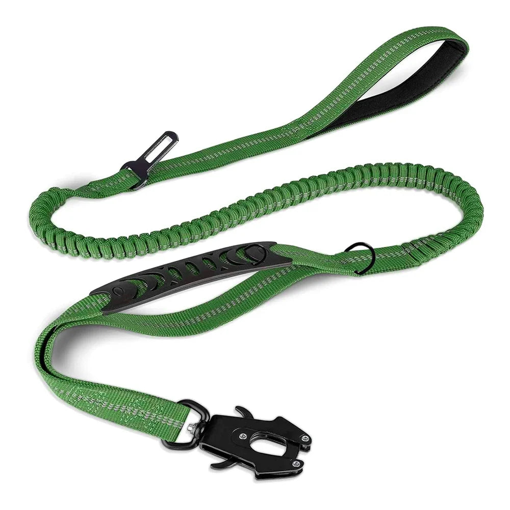 No-Pull Dog Leash Reflective with Car Seatbelt Attachment