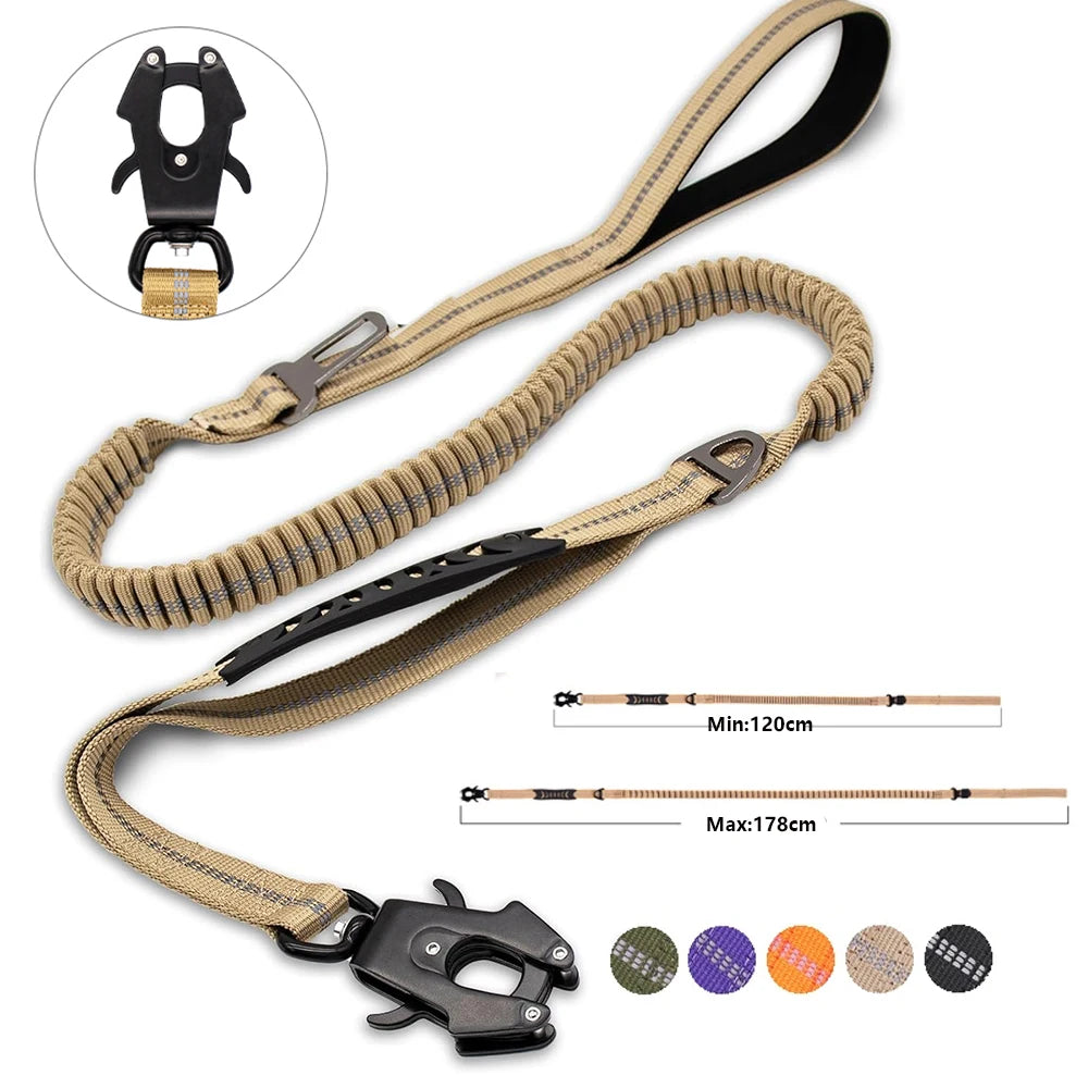 No-Pull Dog Leash Reflective with Car Seatbelt Attachment