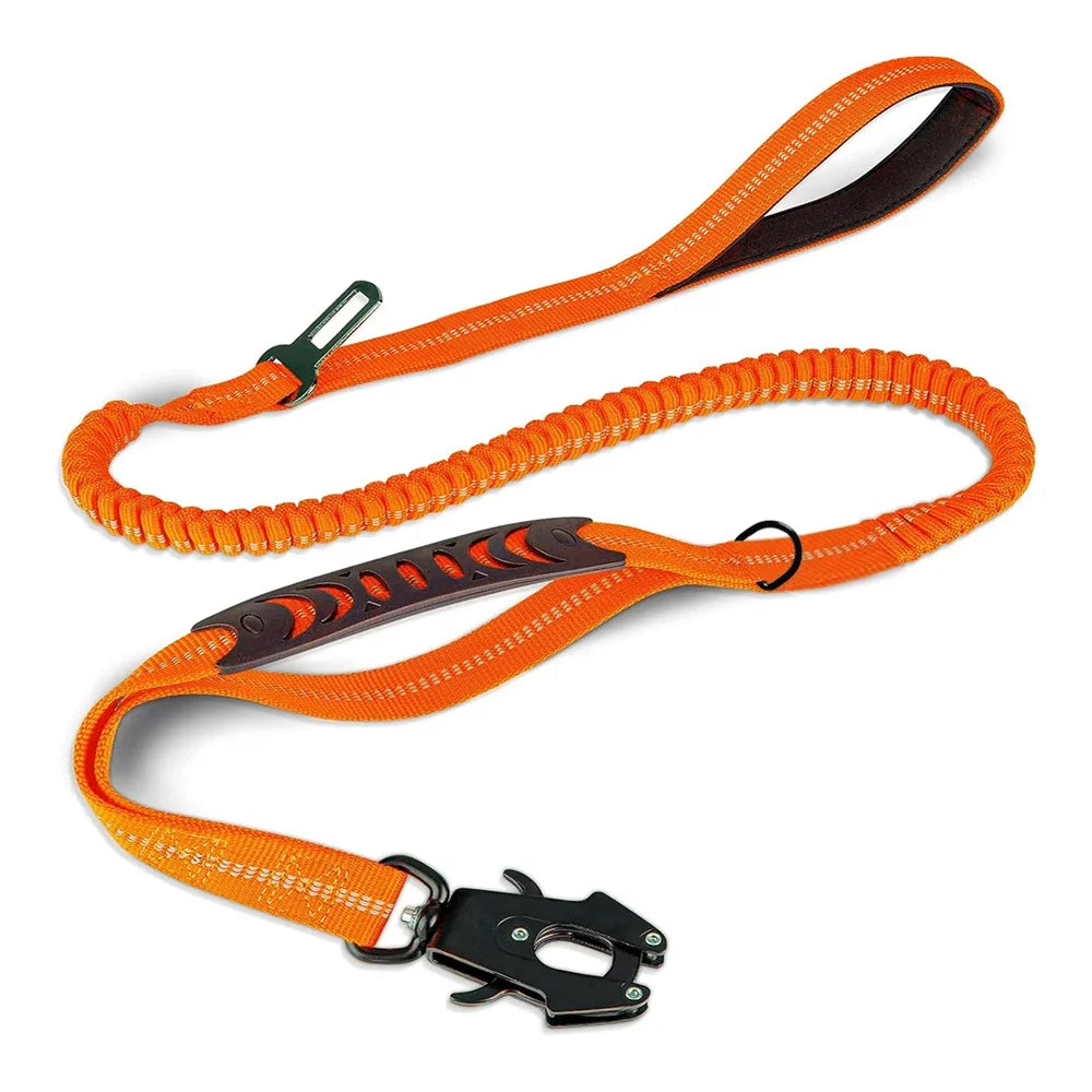 No-Pull Dog Leash Reflective with Car Seatbelt Attachment