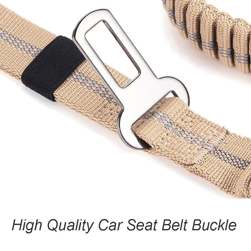 No-Pull Dog Leash Reflective with Car Seatbelt Attachment